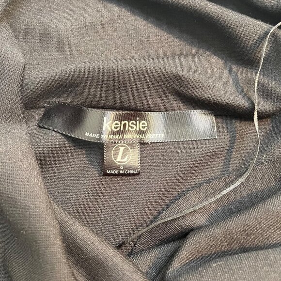 Kensie Womens Draped Ponte Jacket Black Size Large Snap Up Cowl Neck - Picture 7 of 11